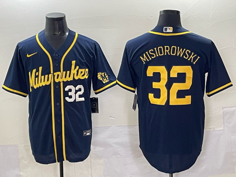 Men 2025 Milwaukee Brewers #32 Misiorowski blue Nike MLB Jersey style 09->seattle seahawks->NFL Jersey